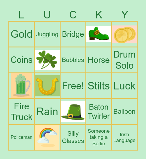 Saint Patrick's Day Bingo Card