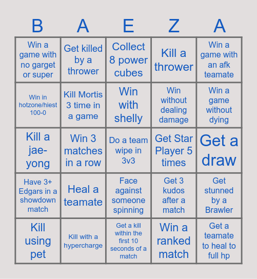 Brawl Stars Bingo Card