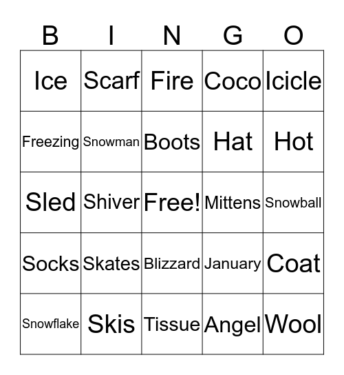 winter Bingo Card