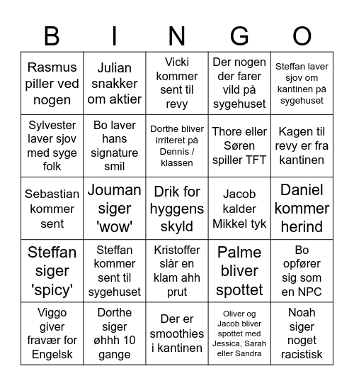 Druk Spil Bingo Card