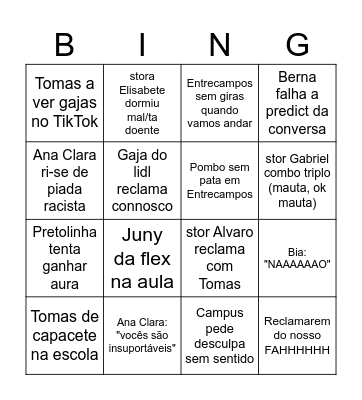 dia de escola Bingo Card