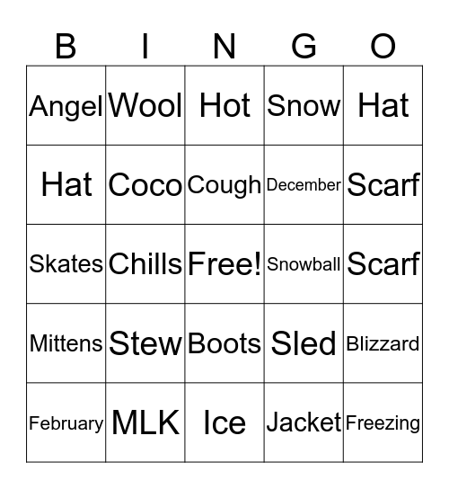 Winter Bingo Card