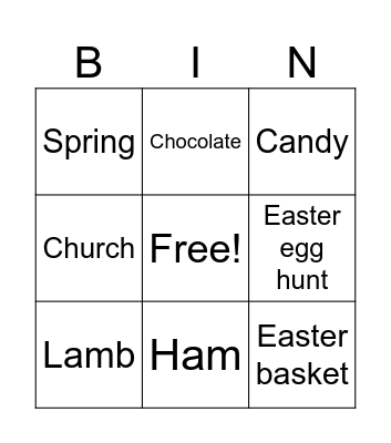 Easter Bingo Card