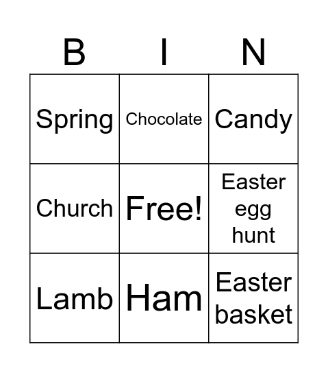Easter Bingo Card