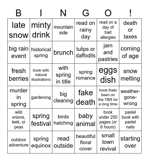 Spring 2026 Bingo Card