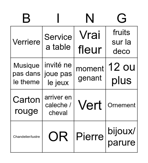 mariage baroque / fleure Bingo Card