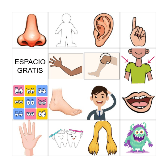 LOTERIA - EL CUERPO Bingo Card