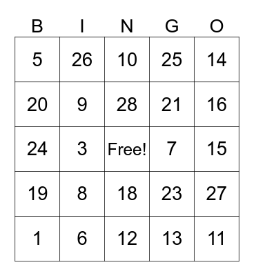 VTCAP Review Bingo Card