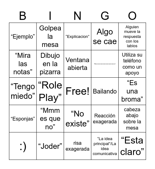 Bingo de Gramatica Bingo Card