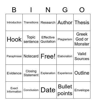Research and Non Fiction BINGO Card