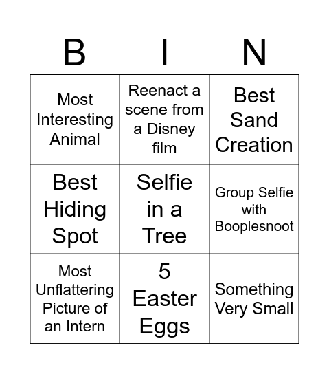 Photo Bingo Card