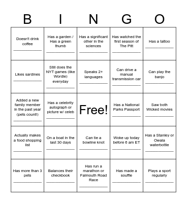 Woodwell Staff Retreat 2026 Bingo Card