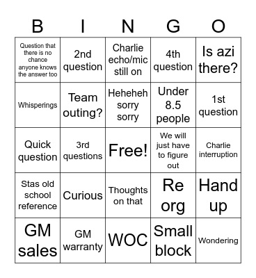 RESS Bingo Card