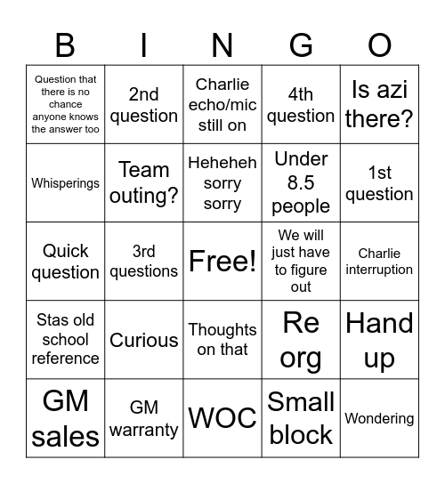 RESS Bingo Card