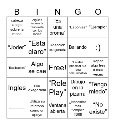 Bingo de Gramatica Bingo Card