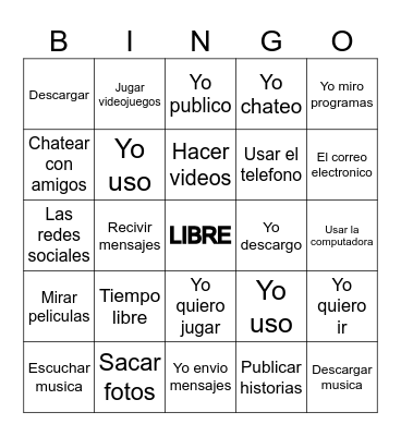 Tecnología y Tiempo Libre Bingo Card