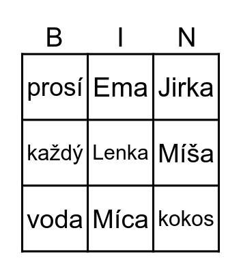 Čtenářské bingo Card