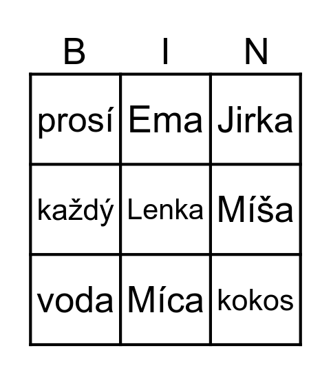 Čtenářské bingo Card