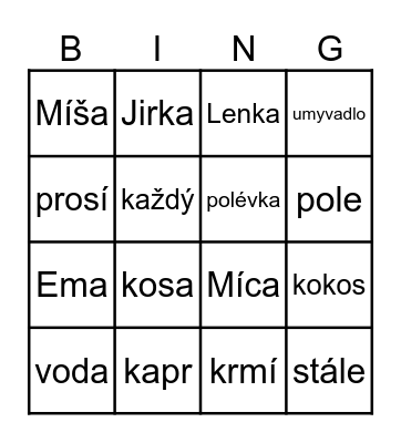 Čtenářské bingo Card