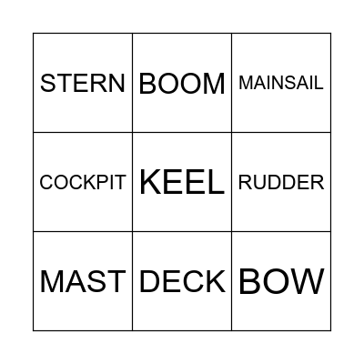 Parts of the Sailboat Bingo Card