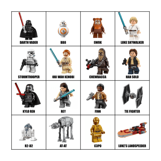 LEGO STAR WARS BINGO Card