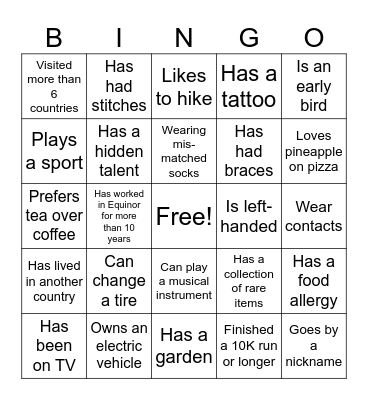 Find a coworker who... Bingo Card
