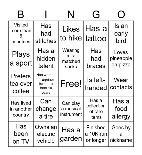 Find a coworker who... Bingo Card