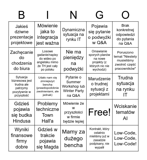 TH Bingo Card