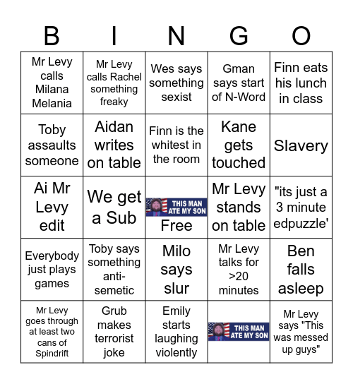 P7 Social Studies Bingo Card