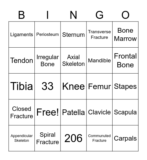 Bone Bingo Card