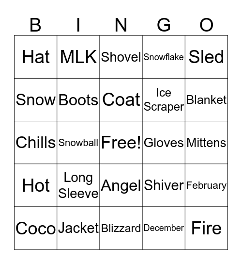 Winter Bingo Card