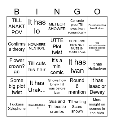 TILL BIRTHDAY ART PREDICTIONS Bingo Card
