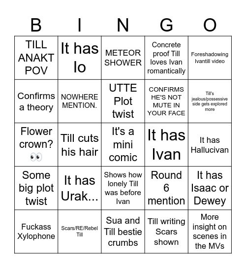 TILL BIRTHDAY ART PREDICTIONS Bingo Card