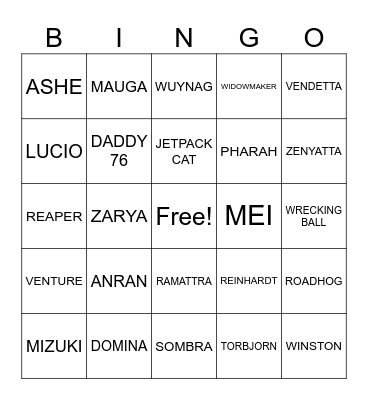 MYSTERY HERO BINGO Card