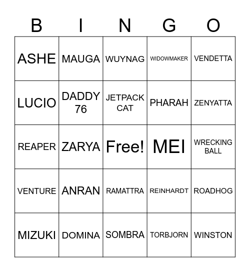 MYSTERY HERO BINGO Card
