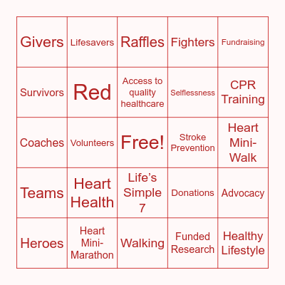 AHA Heroes! Bingo Card