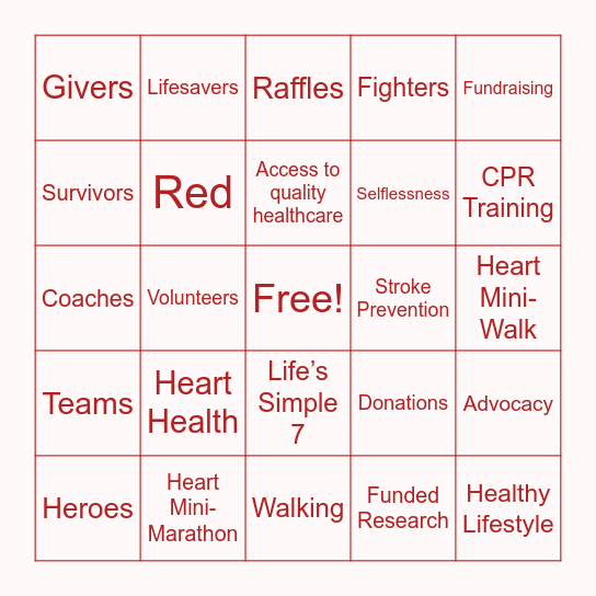 AHA Heroes! Bingo Card