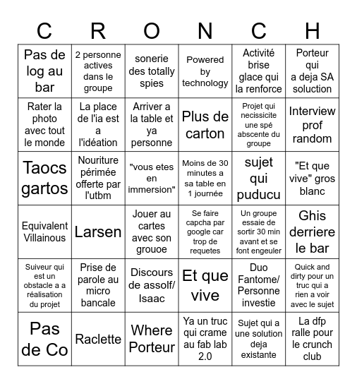 Cromnch'Time 2026 BINDO Bingo Card