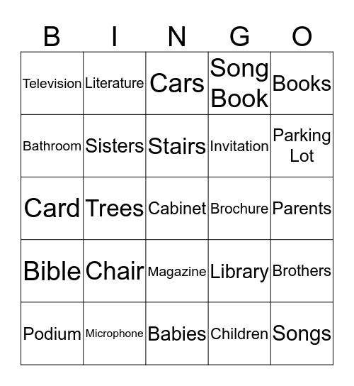 Kingdom Hall Bingo Card
