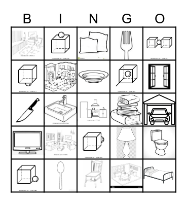 Household Items Basic Bingo Card