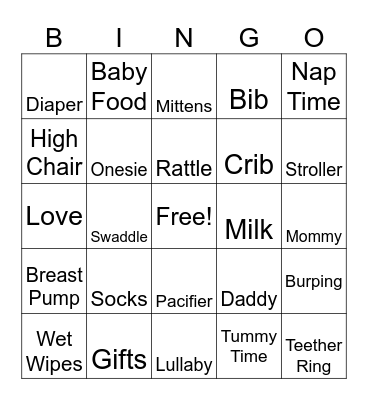 Baby Bingo Card