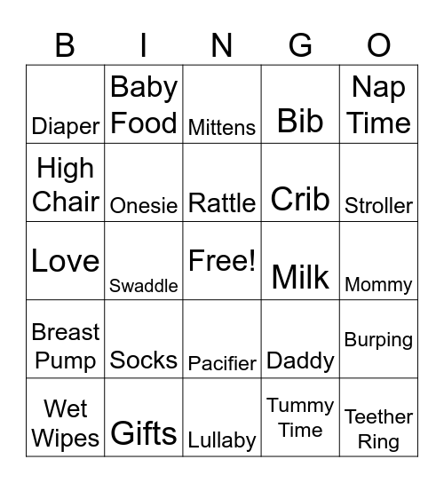 Baby Bingo Card