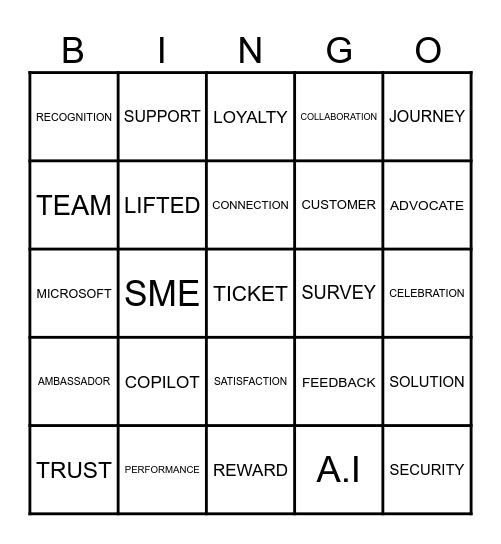 Customer Loyalty Month Bingo Card