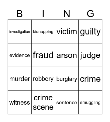 Crime Bingo (Skanska) Bingo Card