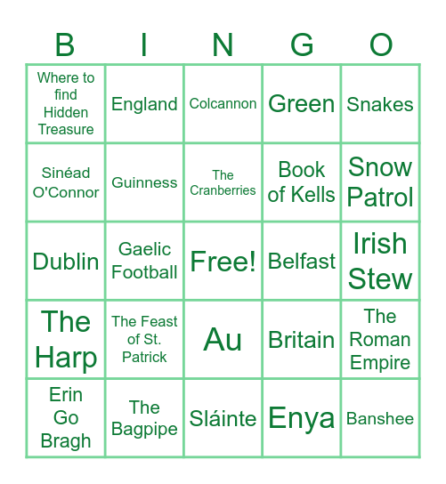 Jam Filled St. Patrick's Day TRIVIA Bingo! Bingo Card