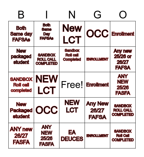 LEGENDS PRE-START WK STITCH BINGO Card