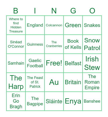 Jam Filled St. Patrick's Day TRIVIA Bingo! Bingo Card