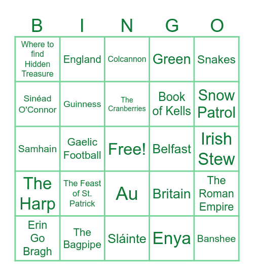 Jam Filled St. Patrick's Day TRIVIA Bingo 1! Bingo Card