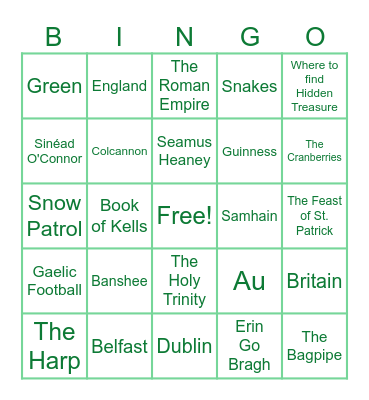Jam Filled St. Patrick's Day TRIVIA Bingo! Bingo Card