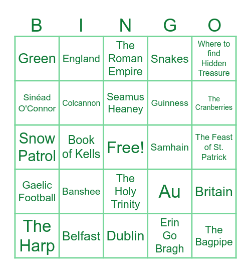 Jam Filled St. Patrick's Day TRIVIA Bingo! Bingo Card
